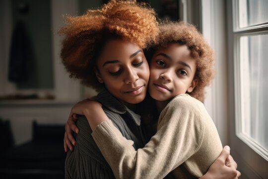 support, diversity and autism with mother and child hugging at home together
