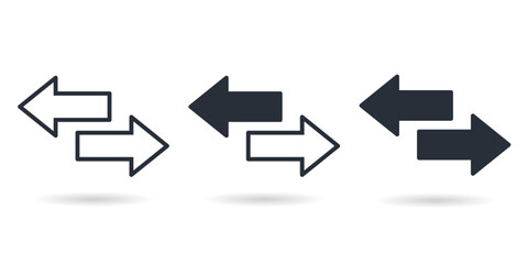 Left right arrows vector icon set. Transfer arrows icon set. Two side arrow icon