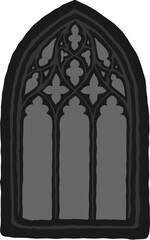 Flamboyant / flowing gothic window tracery stylized drawing. Architectural element; medieval cathedral arches; vector