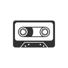 Cassette tape icon. Vector illustration flat sign