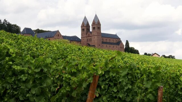the Abbey of St. Hildegard in the famous german rheingau countryside 4k 30fps video