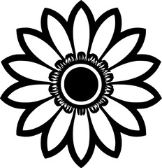 Flower - Black and White Isolated Icon - Vector illustration