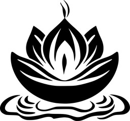 Fototapeta premium Lotus Flower | Black and White Vector illustration