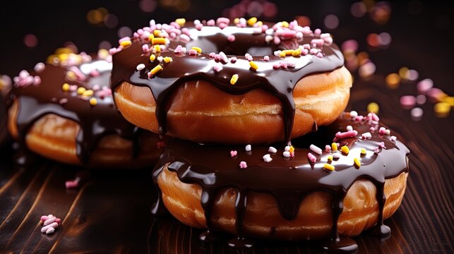 A fresh and delicious donut with chocolate glaze, generated by AI