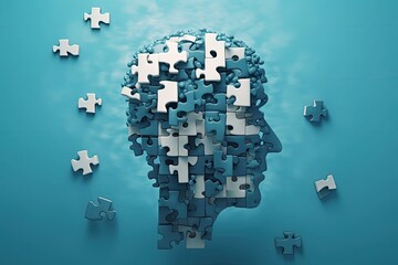 Brain-shaped mental health puzzle. Photo generative AI