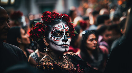Mexican woman dressed for the Day of the Dead celebration