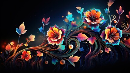 Creative layout made of flowers and leaves. flat laying. nature concept. Floral card. Colorful spring floral background, place for text. Nature Fashion decorative design.