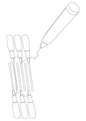 One continuous line of Screw Driver drawn with a pencil, felt tip pen. Thin Line Illustration vector concept. Contour Drawing Creative ideas.