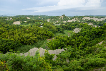 Badlands geological landscape of Tianliao moon world in Kaohsiung, Taiwan