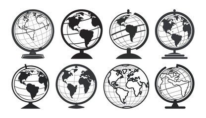Globe earth world icons set vector