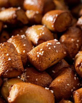 Close up of small soft pretzel bites