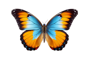 Fototapeta premium Very beautiful colorful butterfly in flight isolated on white background PNG