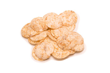 Rice chips isolated on white background.