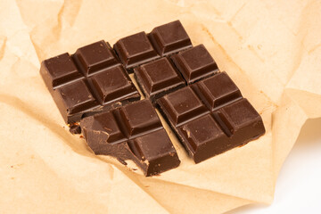A chocolate bar isolated on white background.