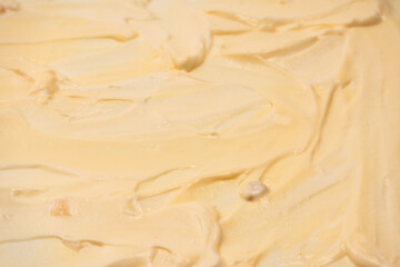 White whipped cream texture. Top view.