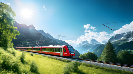 Switzerland scanic Train Express with the beautiful landscape