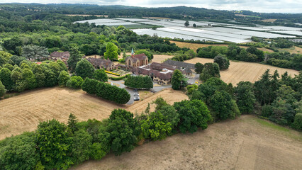 Fototapeta na wymiar Aerial view of a small town in in the countryside