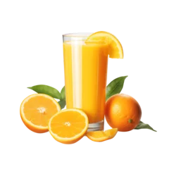 Foto auf Acrylglas Glass of orange juice and orange on transparent background Remove png created with Generative AI, Clipping Path © Vector Nazmul