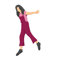 Young model woman posing on white isolated background. Flat illustration