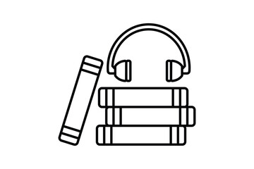 audio book. related to E learning and online education. line icon style. Simple vector design editable
