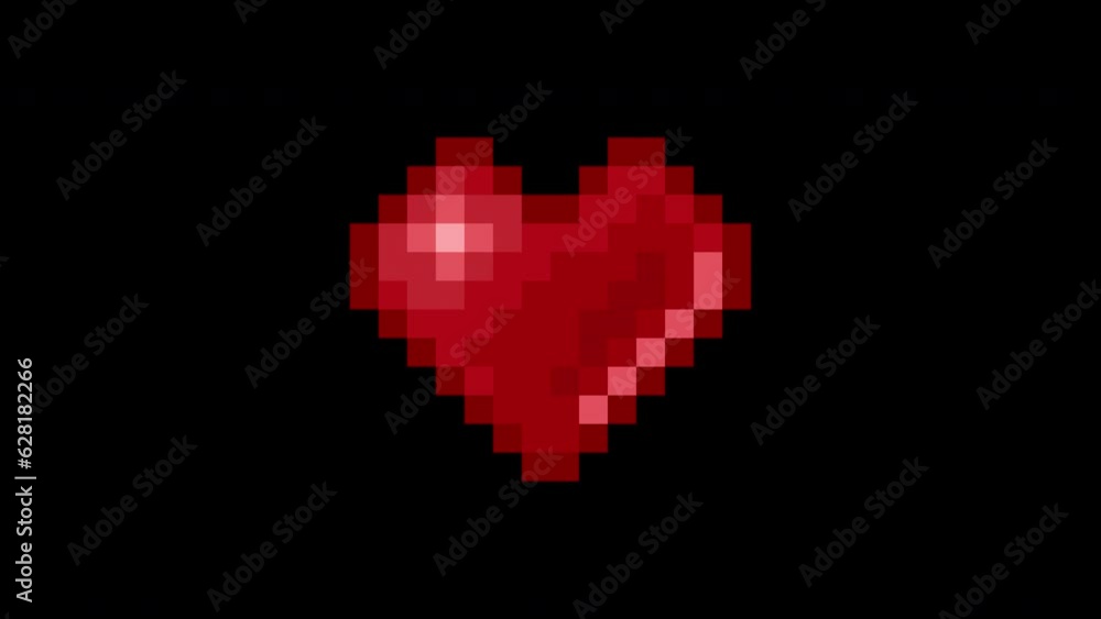 Poster heart beating animation in pixel art style. animated 8 bit heart icon. 4k resolution.