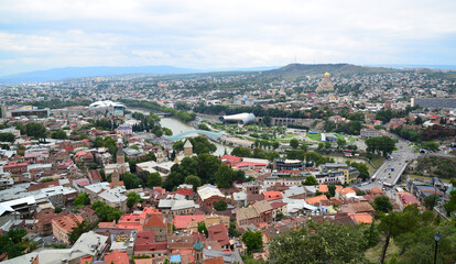 Fototapeta na wymiar Tbilisi, the capital of Georgia, is an important tourism city with its historical churches, bridges and magnificent scenery.