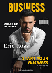 Sample of business magazine cover with young man