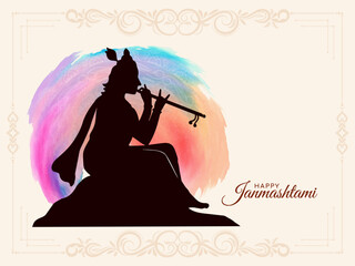 Happy Janmashtami Indian festival celebration with lord Krishna