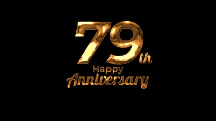 Animated text happy anniversary 79 th gold 4K, birthday, celebration, moment, gold moment