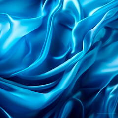 Fototapeta premium Blue silk and satin fabric, blue silk background, desktop wallpaper, designer background, blue satin background
