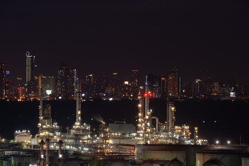 Fototapeta na wymiar Aerial view Industry Oil refinery oil and gas refinery background, Business petrochemical industrial, Refinery oil and gas factory power and fuel energy, Ecosystem estates. Fuel refinery industry at 