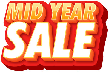 Mid Year Sale label, alphabet 3d text effect, promotion discount label templates