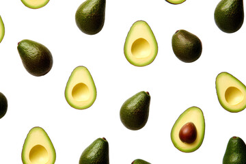 Avocados isolated on transparent background cutout, generative ai