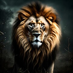 Naklejka premium Portrait of a lion , Generated using AI