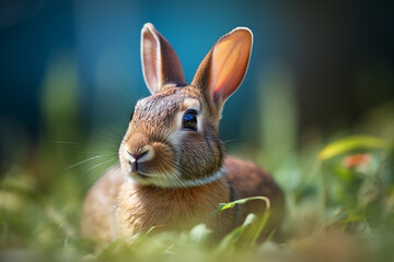 Close-up of a rabbit with cute eyes. Generative AI