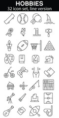 Set of hobbies icons vector illustration. Isolated on white background