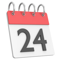 3D calendar. Day 24. Twenty-fourth day of the month. 3D illustration.