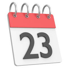 3D calendar. Day 23. Twenty-third day of the month. 3D illustration.