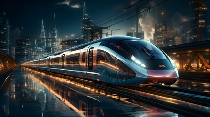 High speed train at station. High speed technology concept