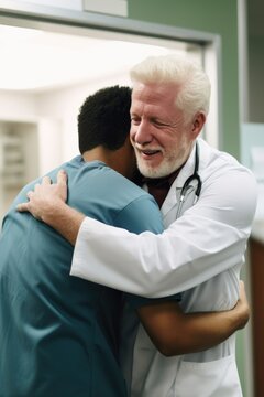 shot of a man thanking the doctor after hearing good news about his wife at the hospital
