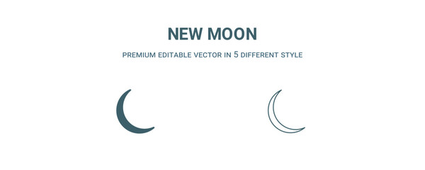 new moon icon. Filled and line new moon icon from weather collection. Outline vector isolated on white background. Editable new moon symbol