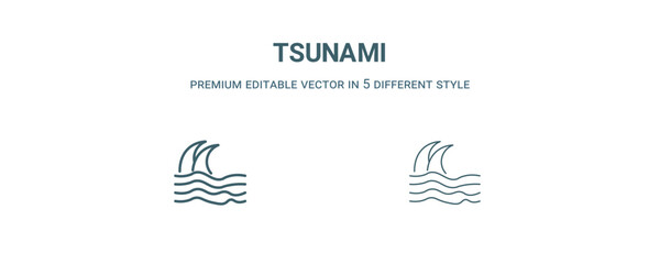 tsunami icon. Filled and line tsunami icon from weather collection. Outline vector isolated on white background. Editable tsunami symbol