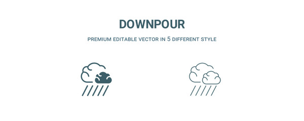 downpour icon. Filled and line downpour icon from weather collection. Outline vector isolated on white background. Editable downpour symbol