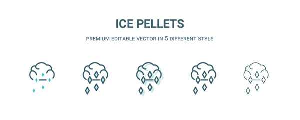 ice pellets icon in 5 different style. Outline, filled, two color, thin ice pellets icon isolated on white background. Editable vector can be used web and mobile