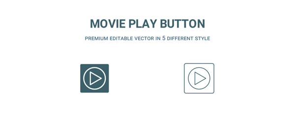 movie play button icon. Filled and line movie play button icon from user interface collection. Outline vector isolated on white background. Editable movie play button symbol