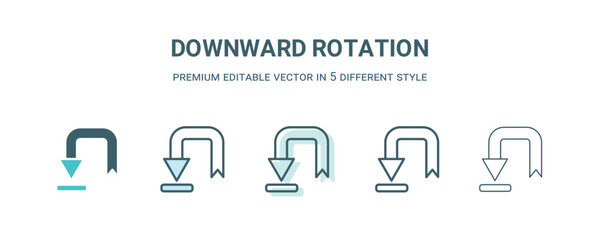 downward rotation icon in 5 different style. Outline, filled, two color, thin downward rotation icon isolated on white background. Editable vector can be used web and mobile