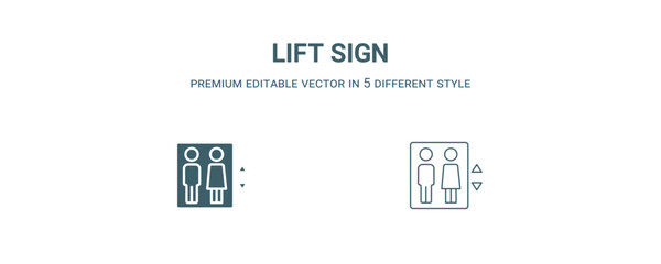 lift sign icon. Filled and line lift sign icon from user interface collection. Outline vector isolated on white background. Editable lift sign symbol