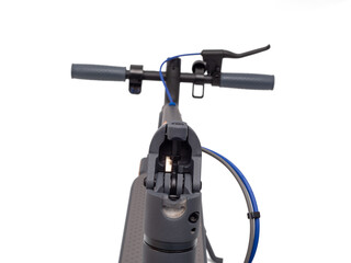 Folded electric scooter isolated on white background. Modern transport symbol.