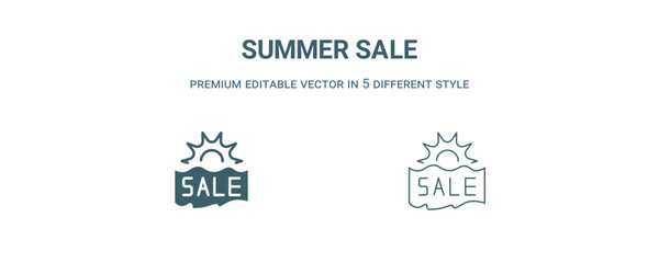 summer sale icon. Filled line summer sale icon from summer collection. Outline vector isolated on white background. Editable summer sale symbol