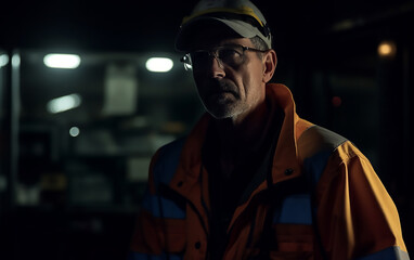 Obraz premium Man working at night shift.